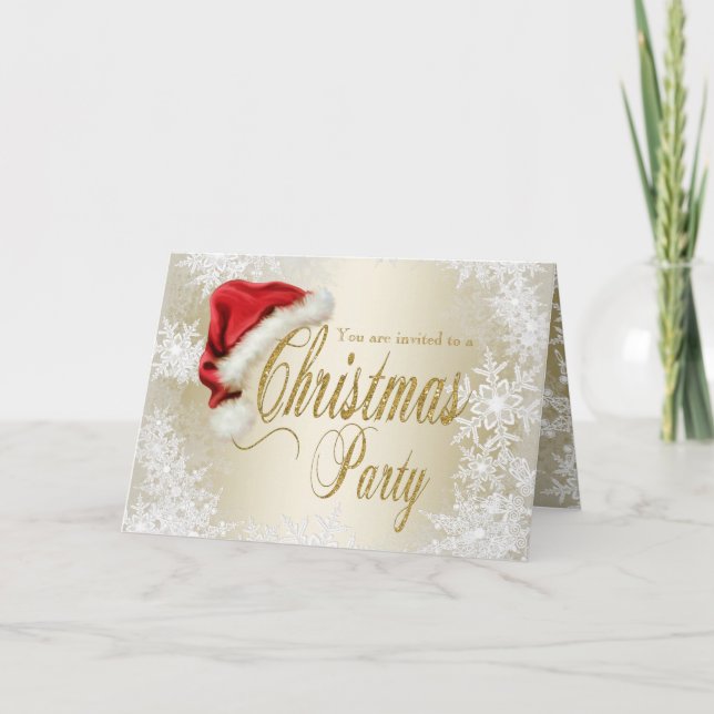 Invitación de la fiesta de Navidad del copo de (Anverso)