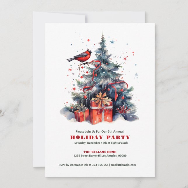 Invitación de la fiesta de Navidad en Red Robin (Anverso)