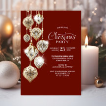 Invitación de la fiesta de Navidades de adornos de