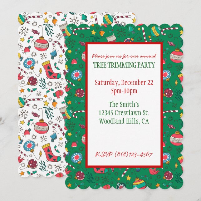 Invitación de la fiesta de Navidades de impresión  (Anverso / Reverso)