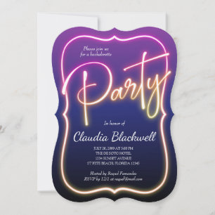 Invitación de la fiesta de Neón Rosa