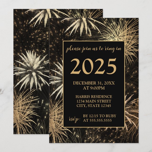 Invitación de la fiesta de Nochevieja de Oro (Anverso / Reverso)