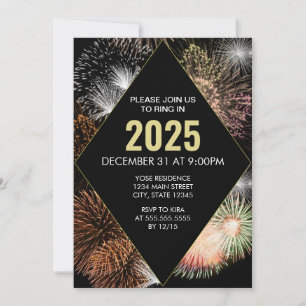 Invitación de la fiesta de NYE geométrica de fuego