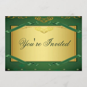 Invitación de la fiesta de oro y verde