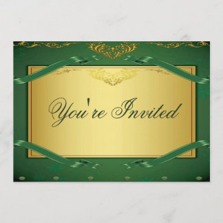 Invitación de la fiesta de oro y verde