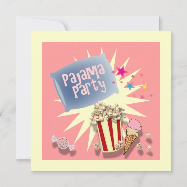 Invitación de la fiesta de Pajama por la espuma de (Anverso)