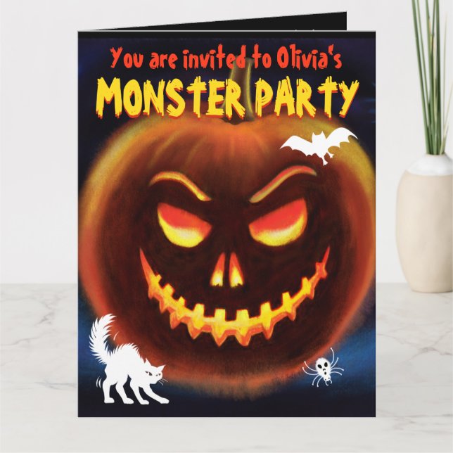 Invitación de la fiesta de personalizado Monster H (Anverso)