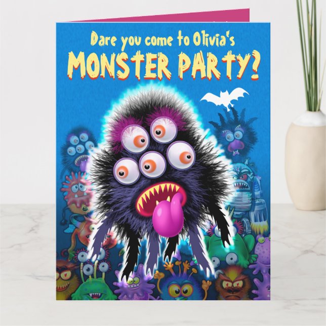 Invitación de la fiesta de personalizado Monster H (Anverso)