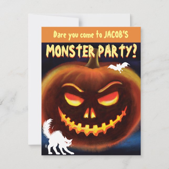 Invitación de la fiesta de personalizado Monster H (Anverso)