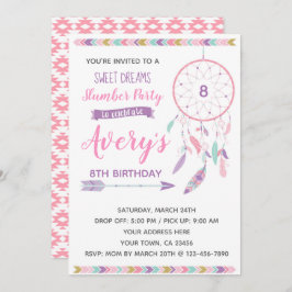 Invitación de la fiesta de pijamas de Dreamcatcher