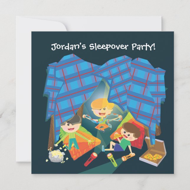 Invitación de la fiesta de pijamas del Sleepover (Anverso)