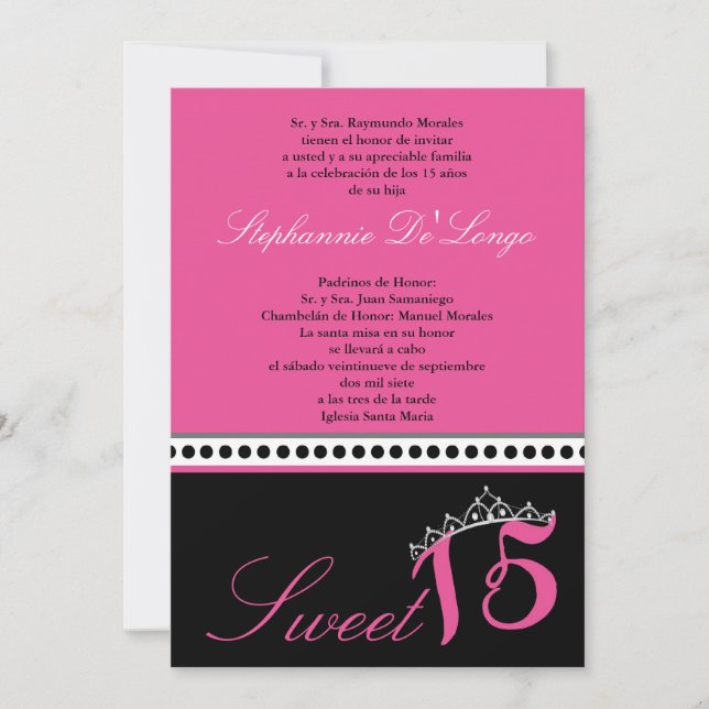 Invitación de la fiesta de Quinceanera Tiara de co (Anverso)