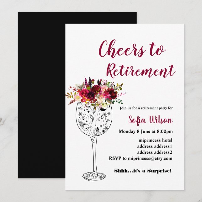Invitación de la fiesta de retiro de vinos (Anverso / Reverso)