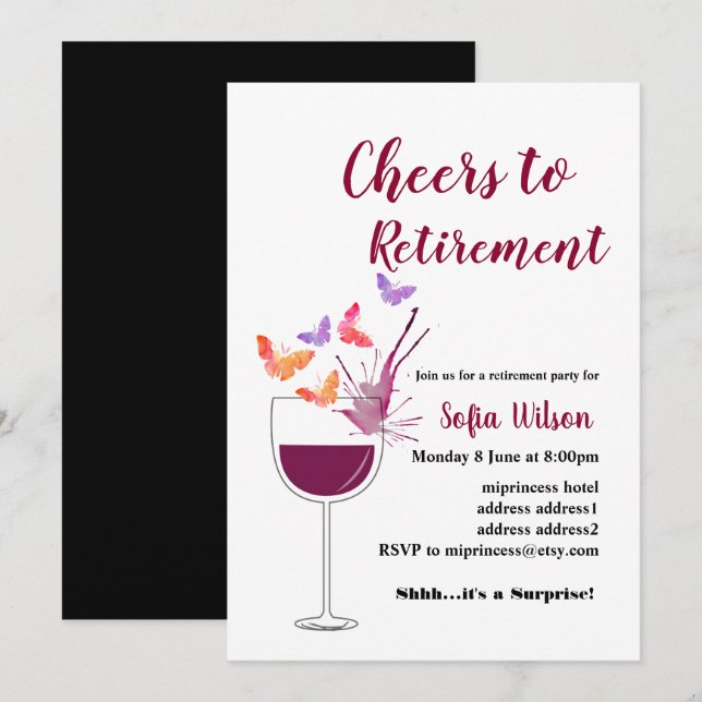 Invitación de la fiesta de retiro de vinos (Anverso / Reverso)