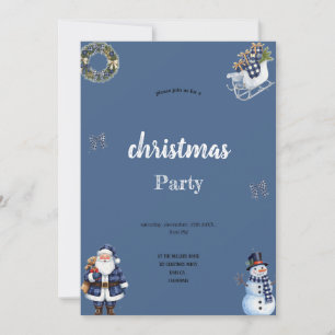invitación de la fiesta de Santa Claus azul y blan