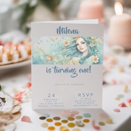 Invitación de la fiesta de sirena cumpleaños de lo