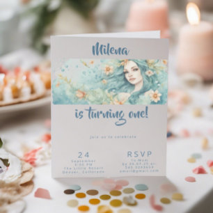 Invitación de la fiesta de sirena cumpleaños de lo