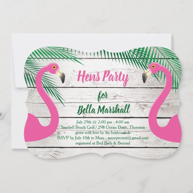 Invitación de la fiesta de Sun Kissed Flamingo Hen (Anverso)