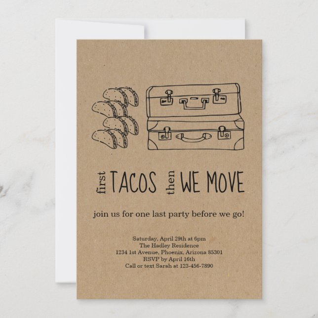 Invitación de la fiesta de Taco Going Away (Anverso)