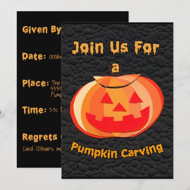 Invitación de la fiesta de tallado de calabaza de  (Anverso / Reverso)
