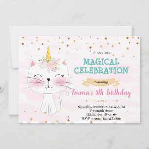 Invitación de la fiesta de unicornio de Cuate cat