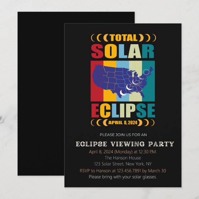 Invitación de la fiesta de visualización del eclip (Anverso / Reverso)
