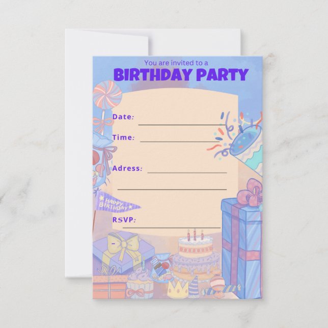INVITACIÓN DE LA FIESTA DEL CUMPLEAÑOS (Anverso)