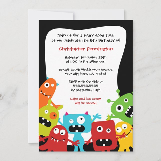 Invitación de la fiesta del cumpleaños de la (Anverso)
