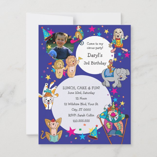 Invitación de la fiesta del cumpleaños de los (Anverso)