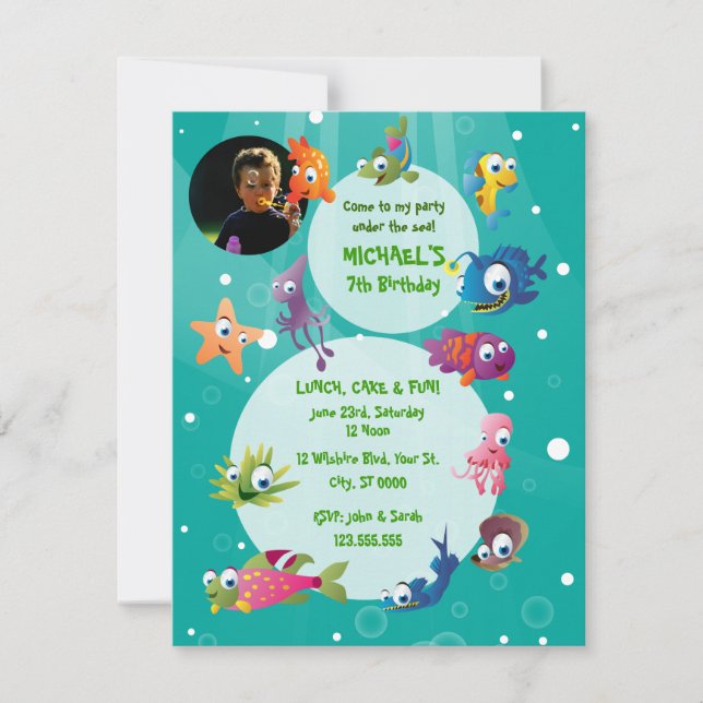 Invitación de la fiesta del cumpleaños de los (Anverso)