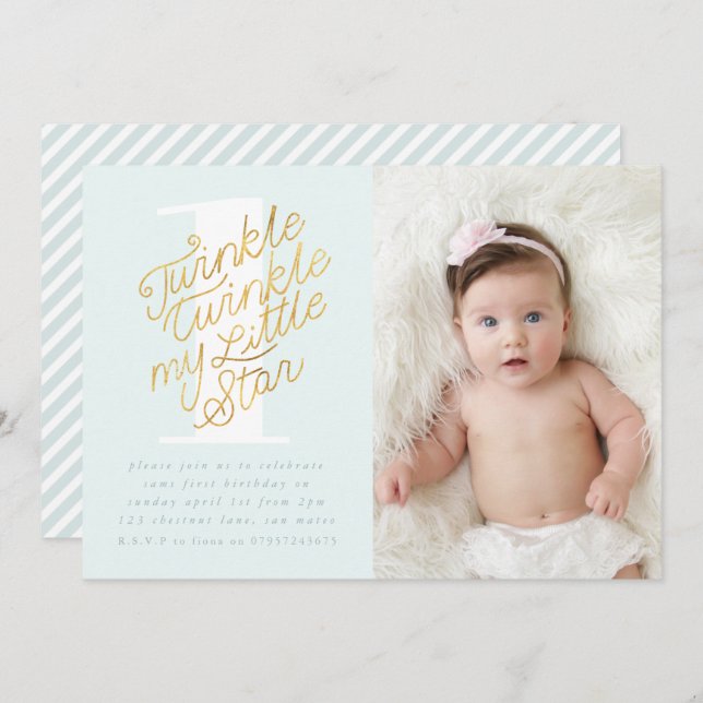 INVITACIÓN DE LA FIESTA DEL CUMPLEAÑOS DE TWINKLE  (Anverso / Reverso)