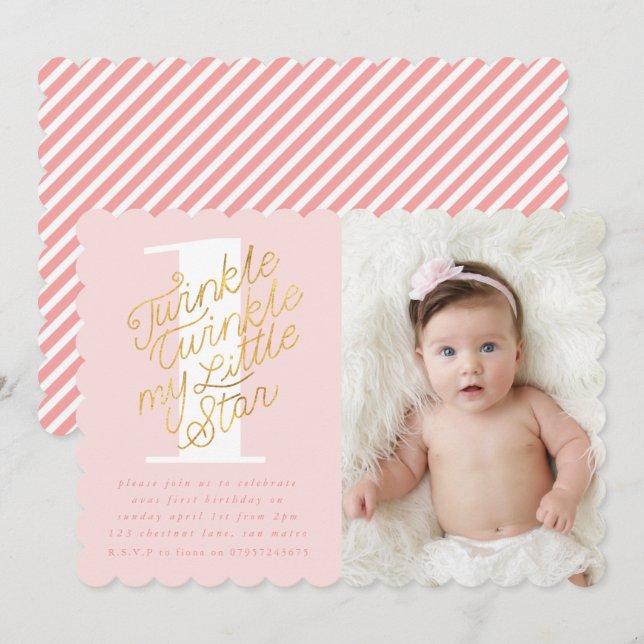 INVITACIÓN DE LA FIESTA DEL CUMPLEAÑOS DE TWINKLE  (Anverso / Reverso)