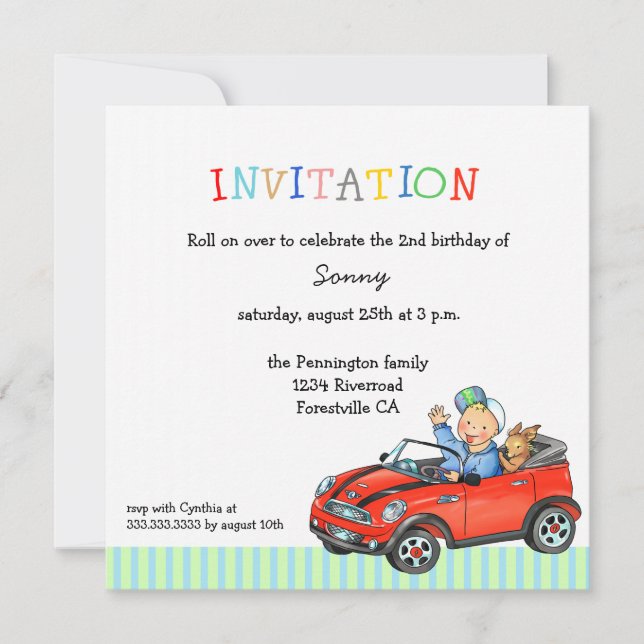 Invitación de la fiesta del cumpleaños del (Anverso)