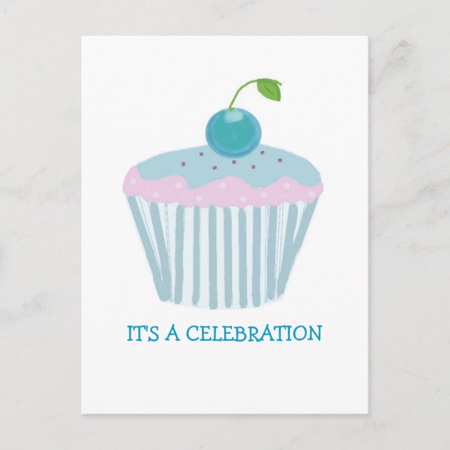 Invitación de la fiesta del pastel azul (Anverso)