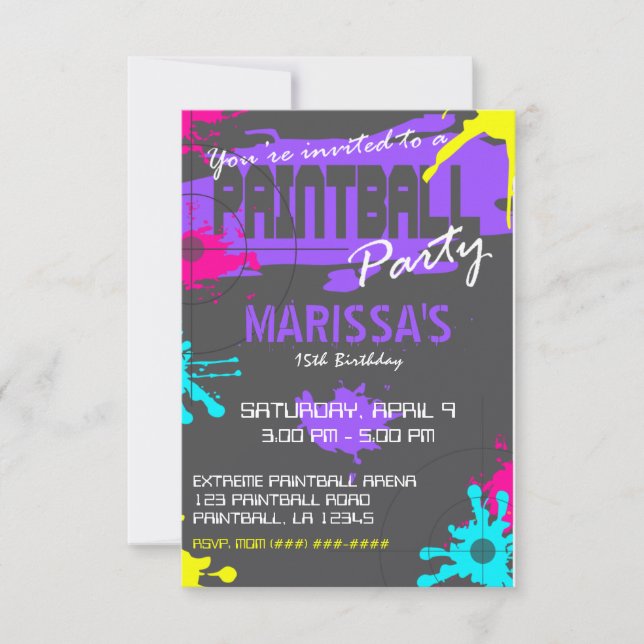 INVITACIÓN DE LA FIESTA DEL personalizable PAINTBA (Anverso)
