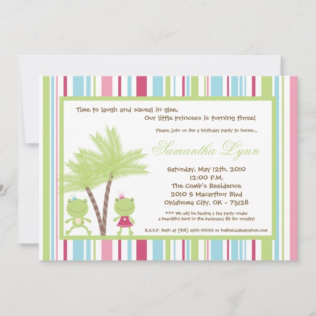 invitación de la fiesta del príncipe princesa (Anverso)