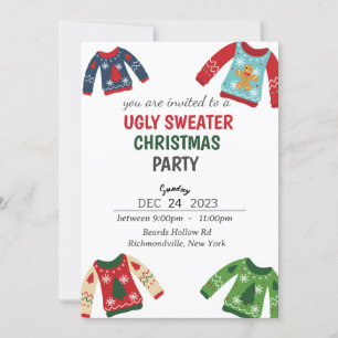 Invitación de la fiesta del suéter de los Navidade