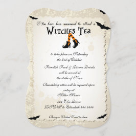 Invitación de la fiesta del té de Halloween Witchs