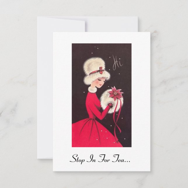 Invitación de la fiesta del té del día de fiesta (Anverso)