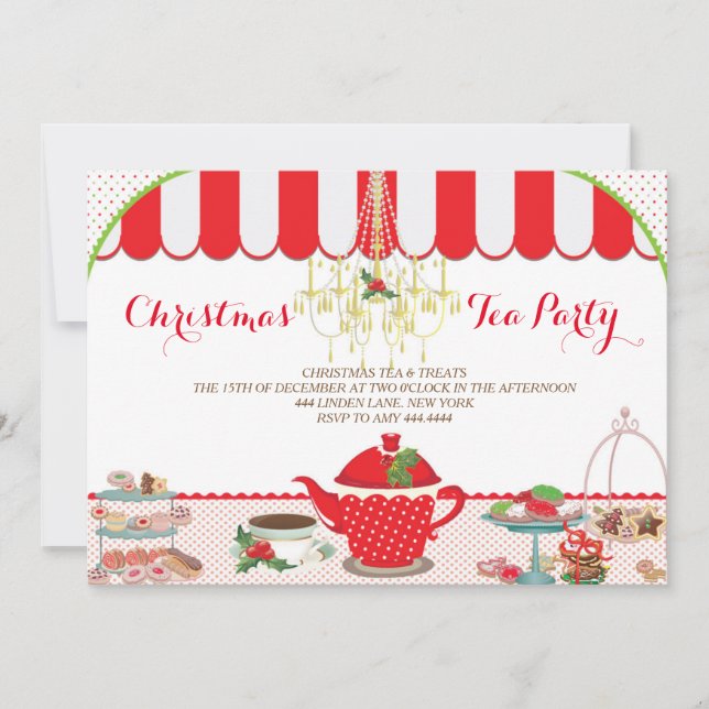 Invitación de la fiesta del té del navidad (Anverso)