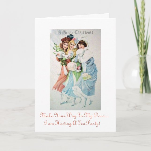 Invitación de la fiesta del té del navidad del día (Anverso)