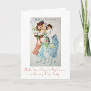 Invitación de la fiesta del té del navidad del día