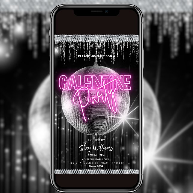 Invitación de la fiesta Disco Glam Galentine (Subido por el creador)