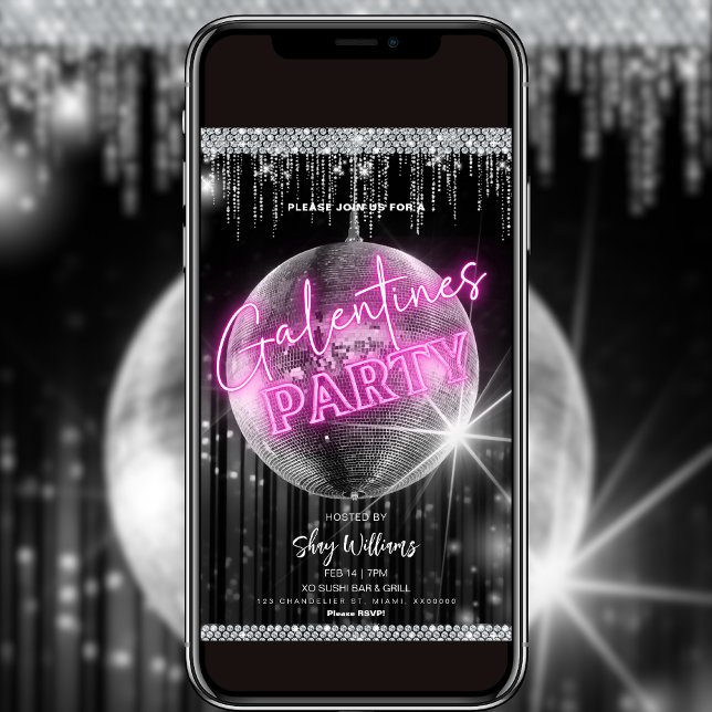 Invitación de la fiesta Disco Glam Galentine (Subido por el creador)