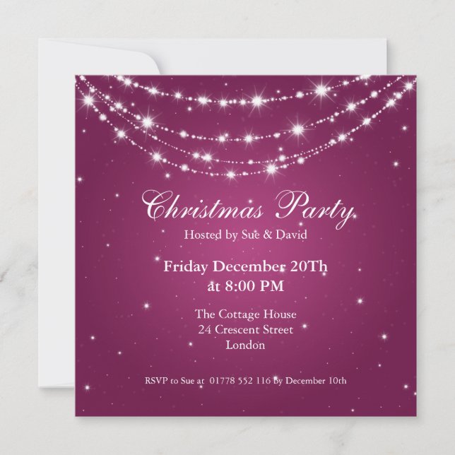Invitación de la fiesta elegante Berry de cadena e (Anverso)
