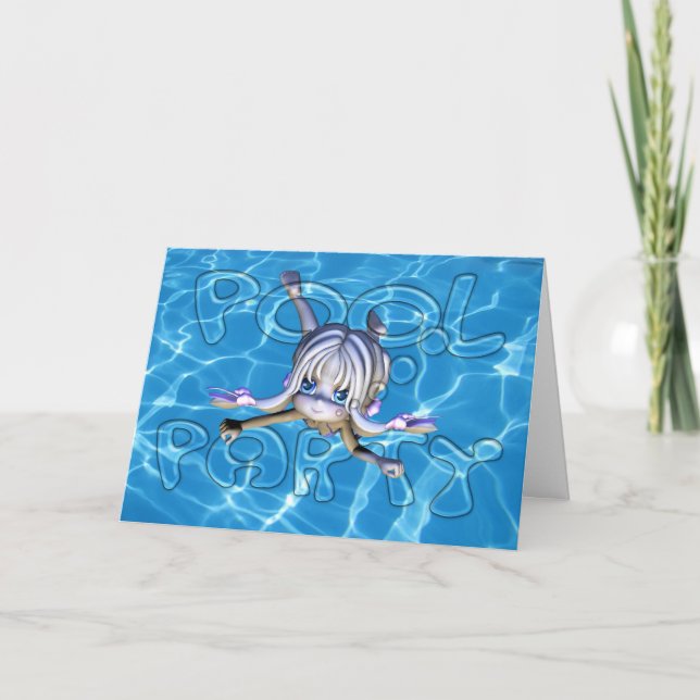 Invitación de la fiesta en la piscina con la (Anverso)