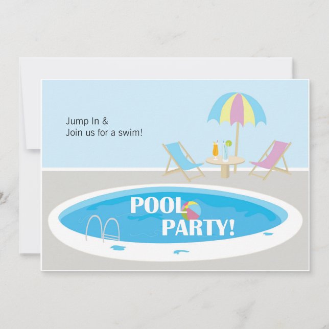 Invitación de la fiesta en la piscina de la (Anverso)