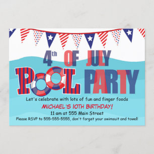 Invitación de la fiesta en la piscina el 4 de
