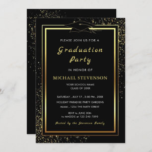 Invitación de la fiesta Gold Framed Modern Design 