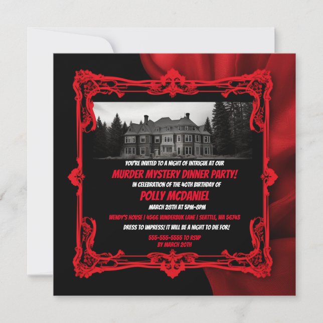 Invitación de la fiesta misteriosa de la mansión d (Anverso)